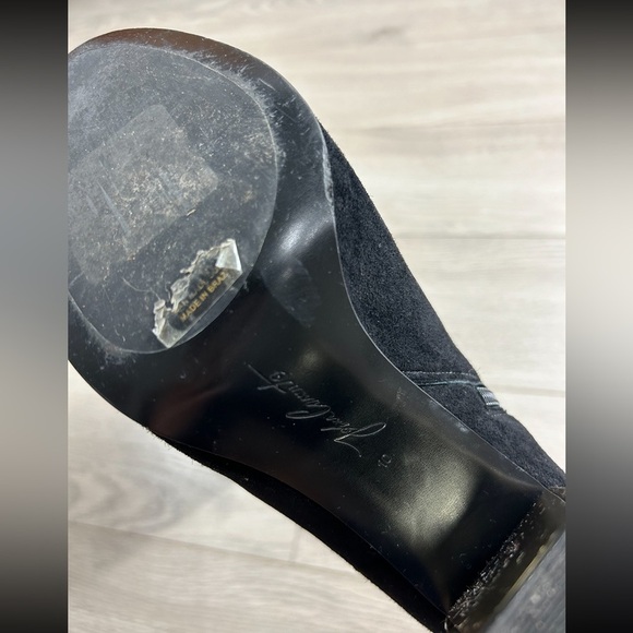 VC John Camuto Black True Suede Booties with Gold Trim - Picture 5 of 10